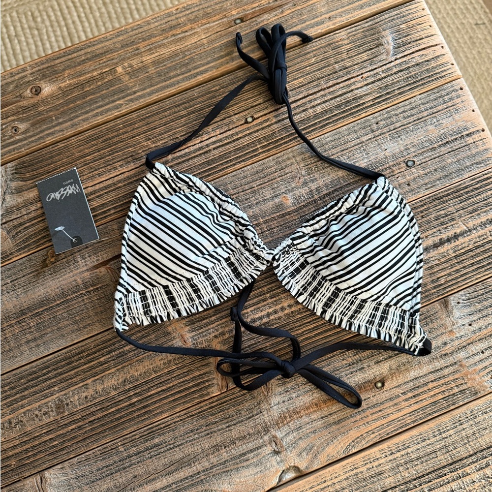 NWT Mossimo Black and White Striped Bikini Top size XS